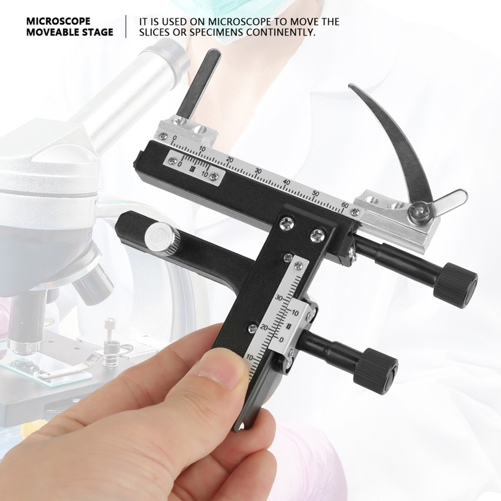 Microscope Attachable Mechanical Stage X-Y Moveable Stage Caliper With Scale❀