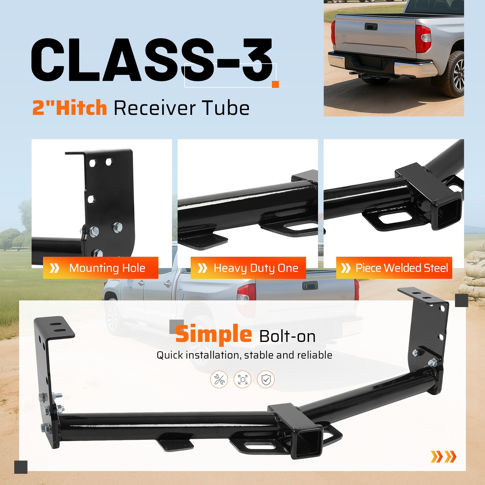 Towing Trailer Hitch Receiver 2" Class 3 Rear Bumper For Toyota Tundra 2007-2021