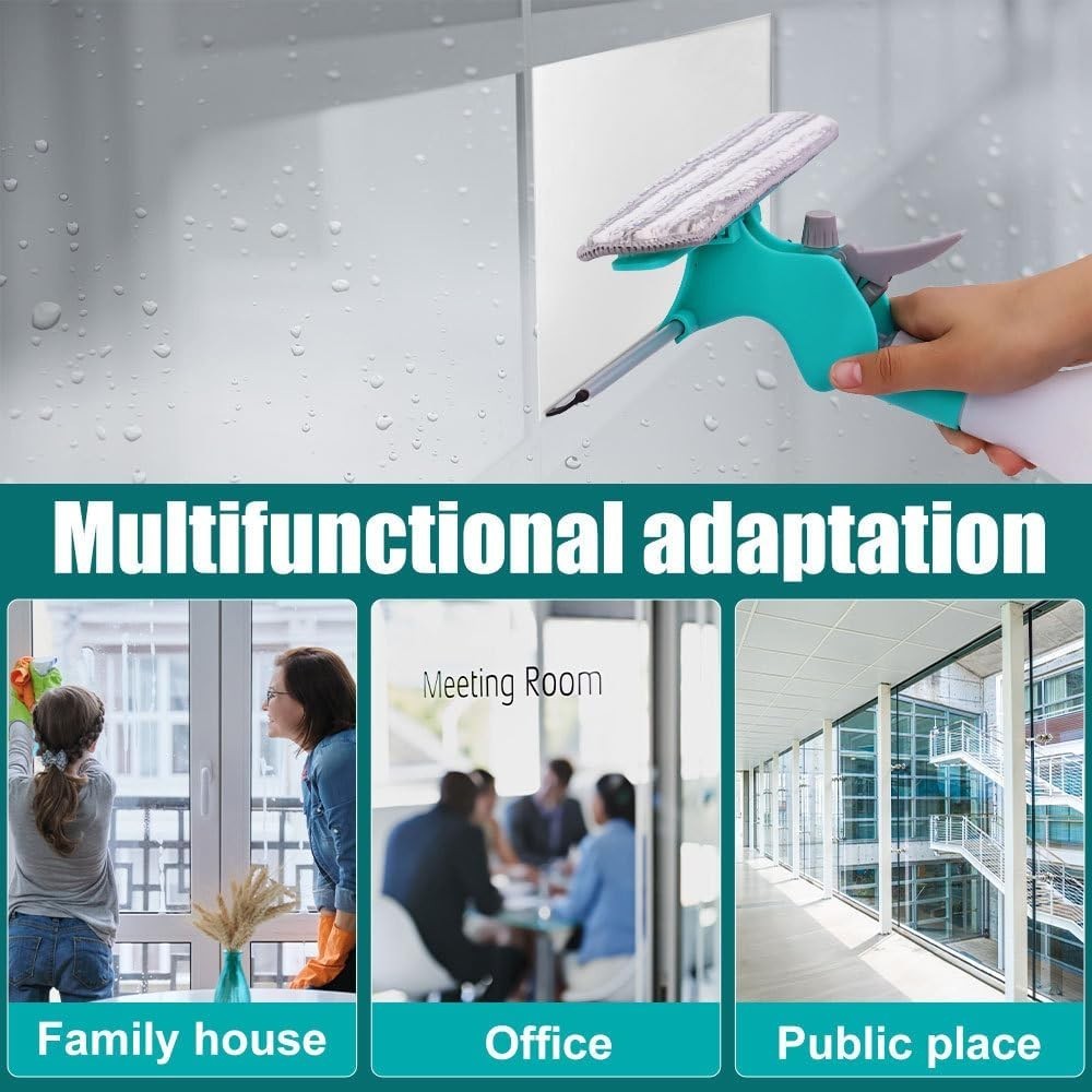 DONGKER 4-in-1 Window Cleaner Kit with Spray, Squeegee & Microfiber Head