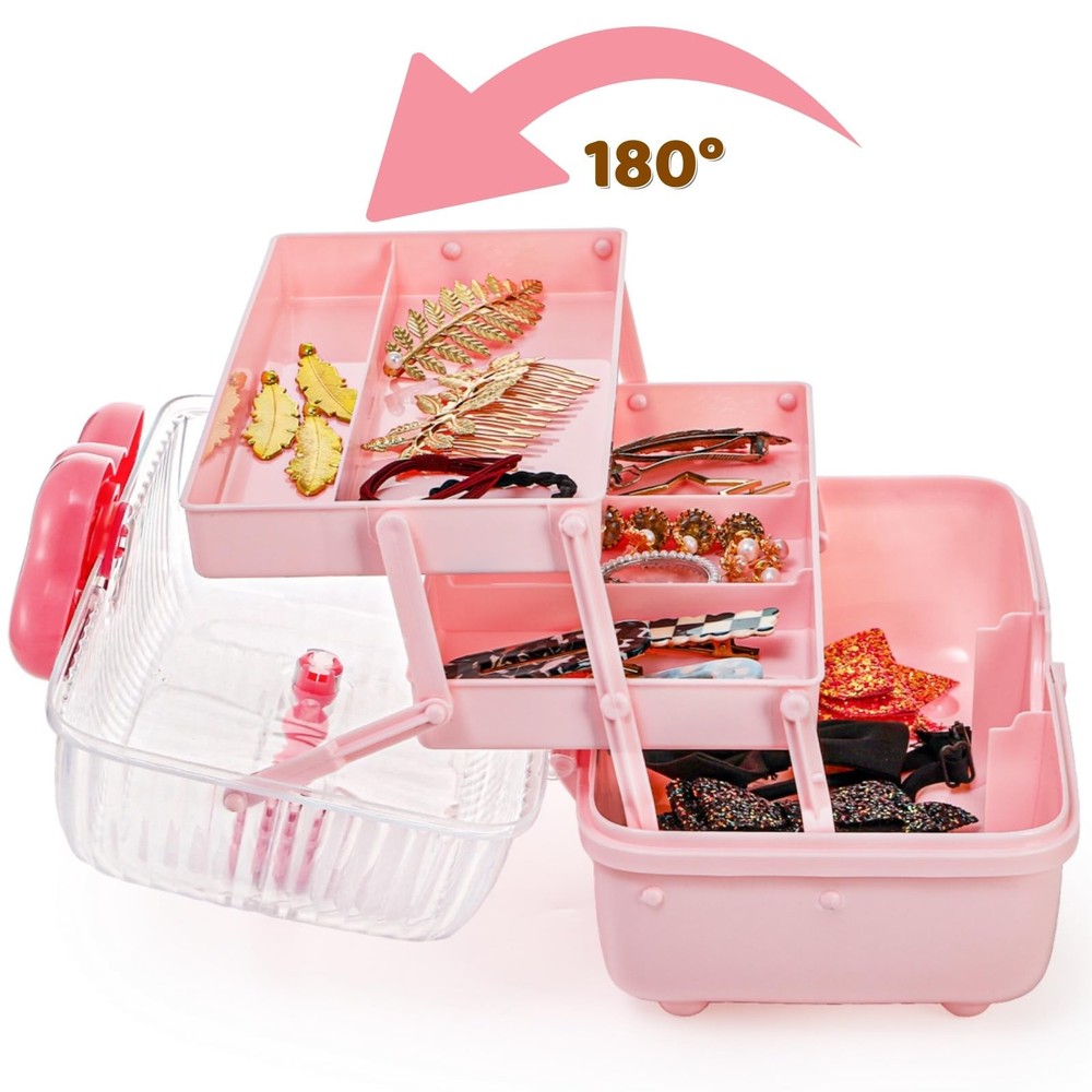 11" Three-Layer Multipurpose Storage Box, Clear Plastic Art Craft Organizer, ...