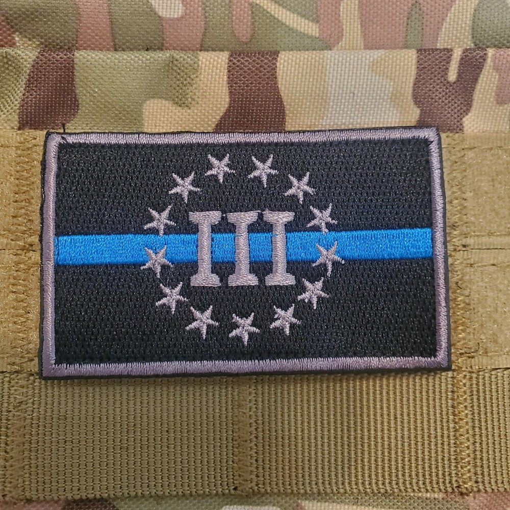 BLUE LINE Embroidered Tactical Morale Patch Hook and Loop