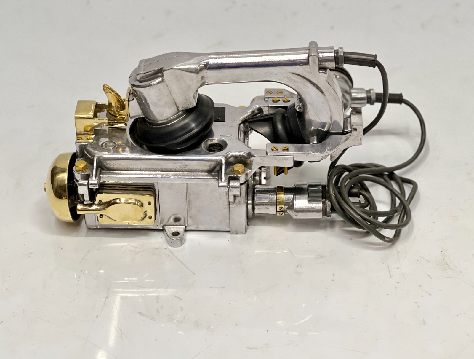 Antique Original Aluminum & Brass Ship Submarine Sound Powered Telephone - Wall