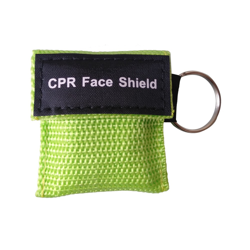 200pcs light green CPR Keychain Pouch AED First Aid Training CPR Face shield