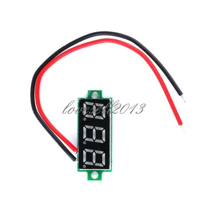 1X Green 0.28" 2 Wire Mini DC Digital Panel Voltmeter Panel Mount LED Voltage