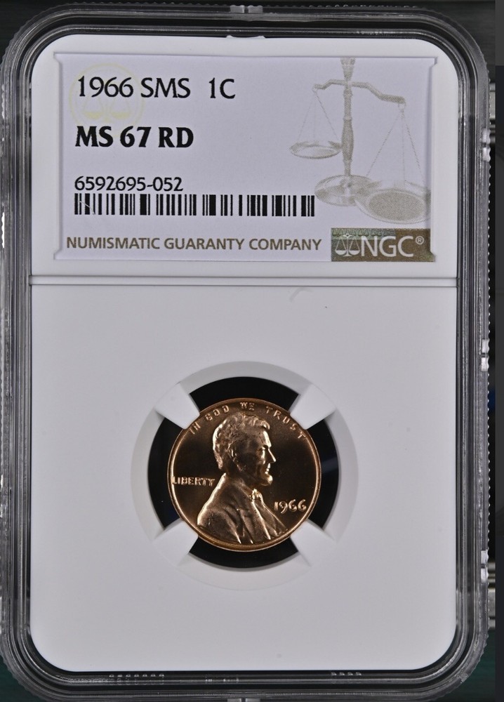 1966 SMS 1C Lincoln Cent NGC MS67 RD
