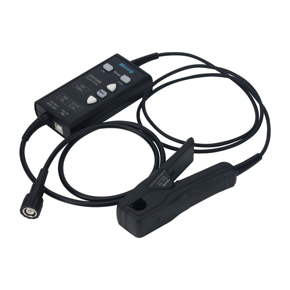 2.5MHz 10A/100A AC DC Current Probe USB Powered for Oscilloscopes+BNC Interface