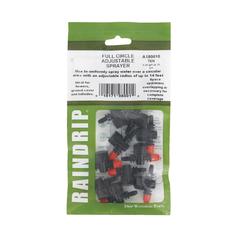 Raindrip A180010B Plastic 20 GPH Full-Circle Drip Irrigation Micro Spray 2 L in.
