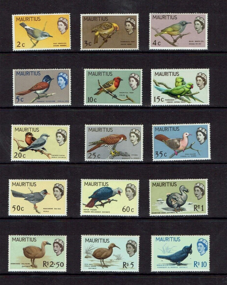 Mauritius: 1965, Birds definitive set, MNH set