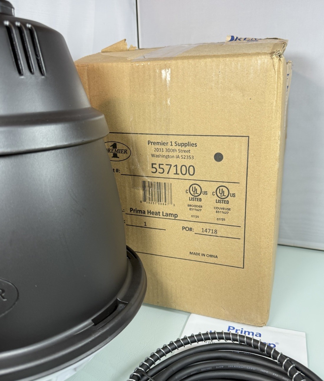 Premier 1 Prima Heat Lamp Model 557100 For Farm Livestock Animals, Black - NEW