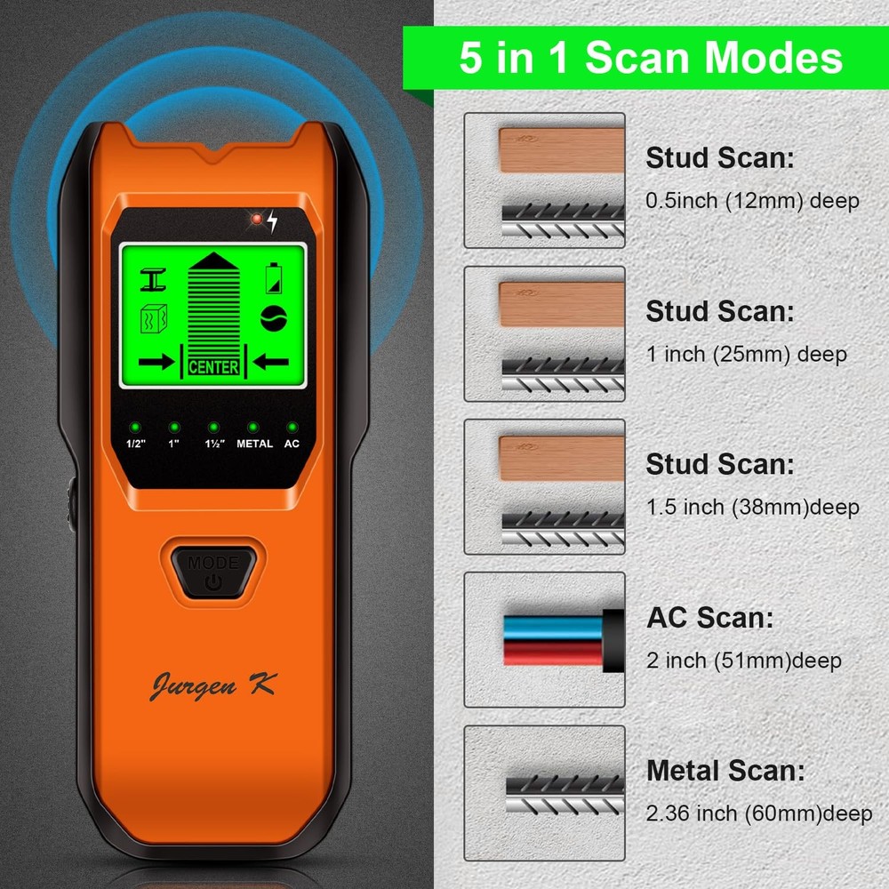 Stud Finder Wall Scanner, 5 in 1 Multifunction Stud Locator with Smart Sensor...