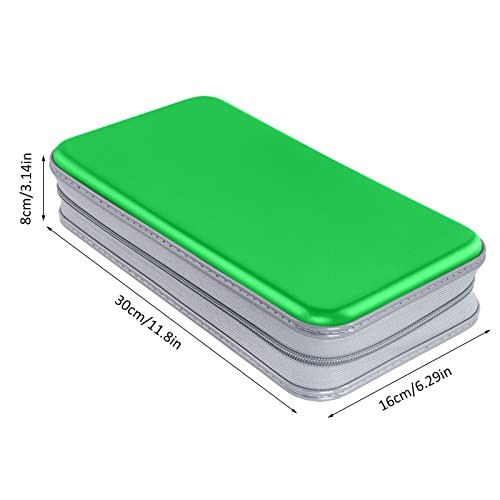 CD Case Holder, 80 Capacity CD/DVD Case Holders Wallet Hard Plastic CD Green