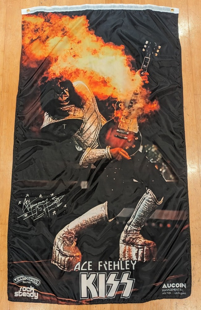 GIANT KISS ACE FREHLEY LOVE GUN ALIVE II 3X5 SMOKING GUITAR FLAG BANNER *L@@K*