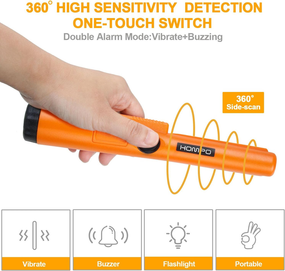 Metal Detector Pinpointer - Fully Waterproof Handheld Pin Pointer Wand, High Acc