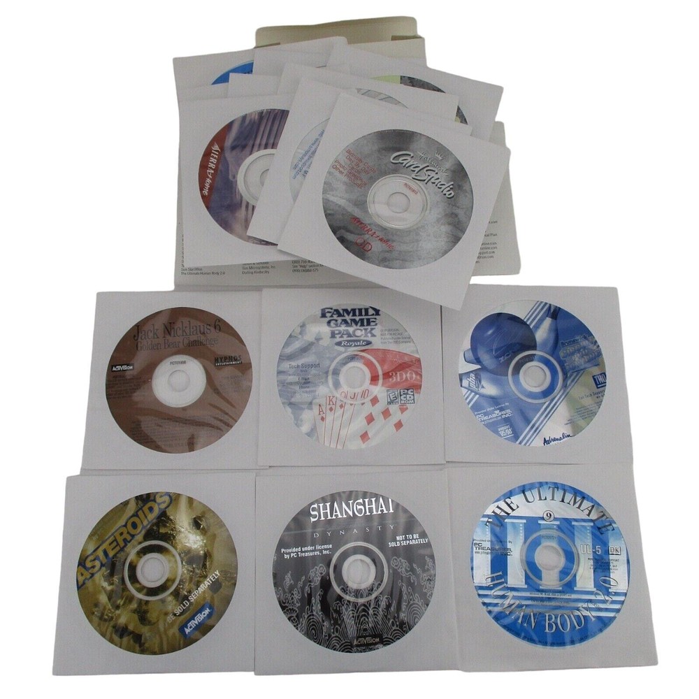 Vintage PC Software Pack Windows Games Info CD 15 different Software CDs 1999