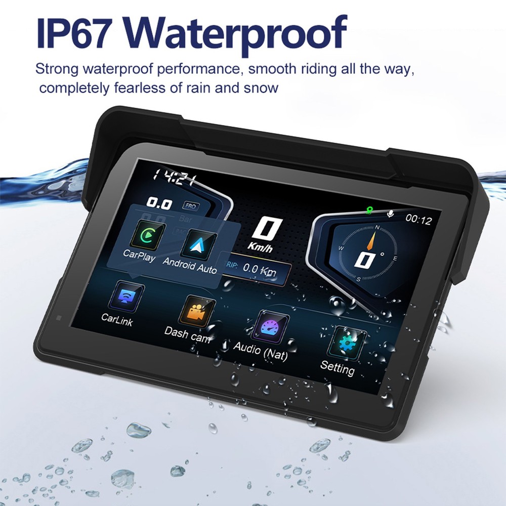 7 Inch Motorcycle Navigation GPS Wireless Carplay Android Touch Screen + TPMS