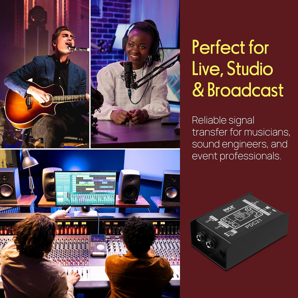 Pyle Professional High-Performance Passive DI-Box-(1/4''/XLR) Direct Box