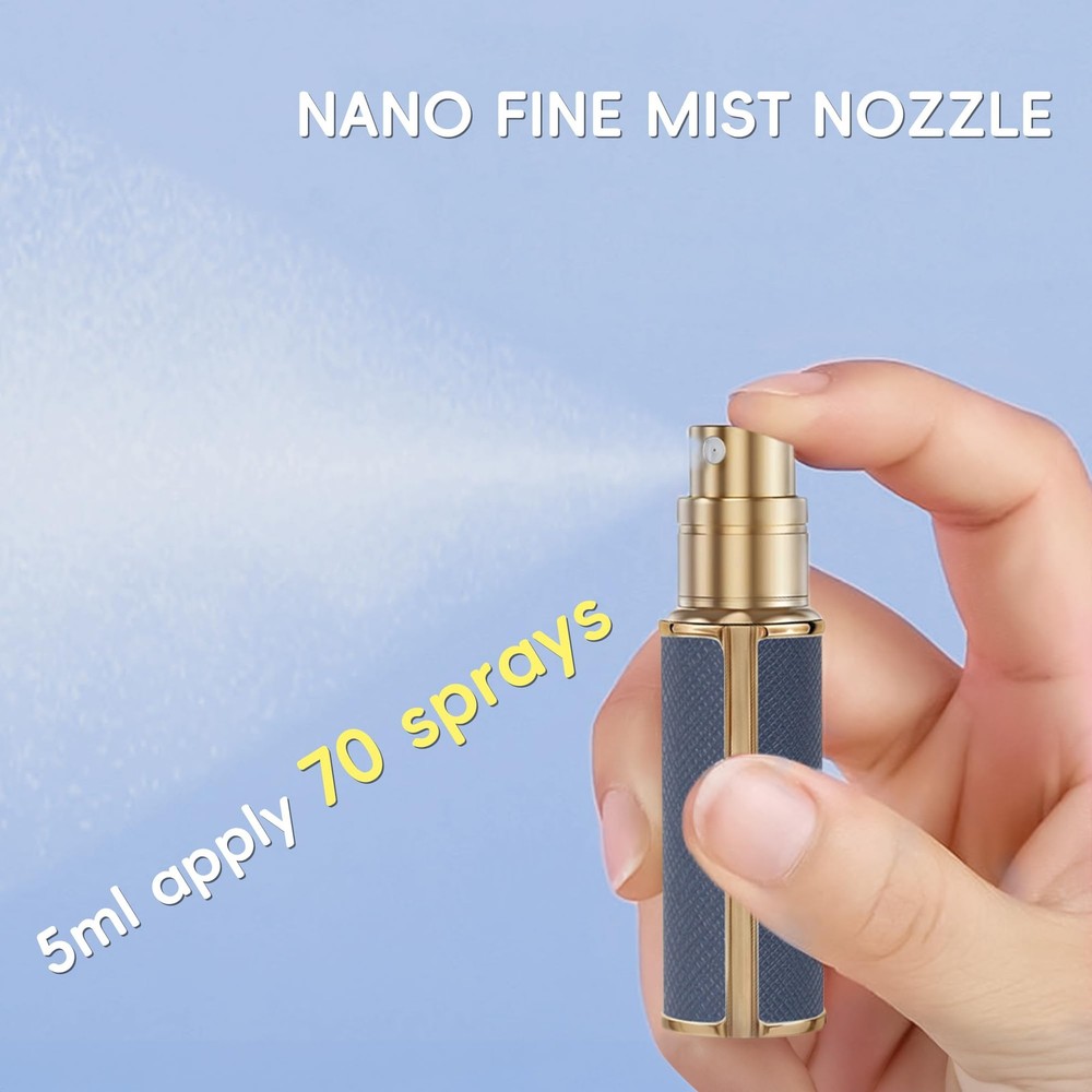 Perfume Atomizer 5ml Leather Refillable Spray Bottle for Travel Black Case
