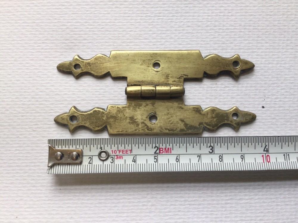 Antique Solid Brass Hinge. Salvaged Reclaimed