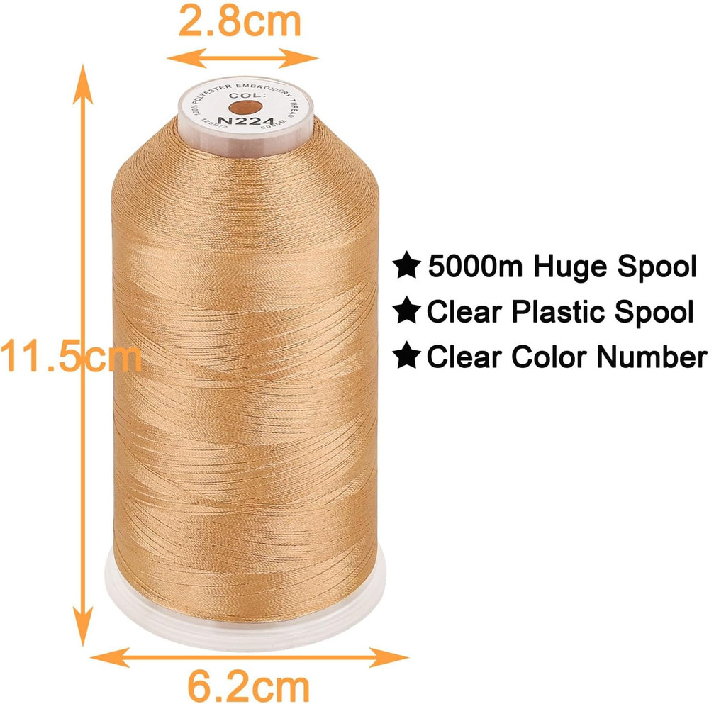 - Single Huge Spool 5000M Each Polyester Embroidery Machine Thread 40WT for Comm