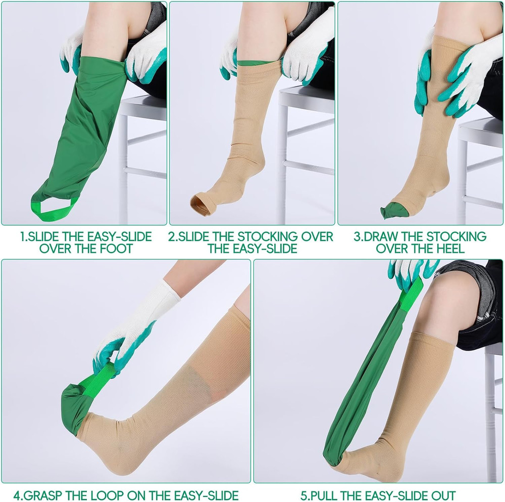 2 Pcs Easy Slide Compression Stocking Aid Device for Putting on Socks Helpers To