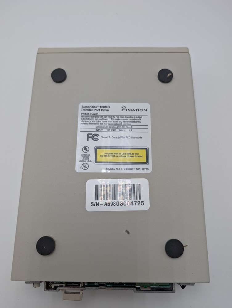 IMATION SUPERDISK 120MB PARALLEL PORT DRIVE 11795 NOT TESTED