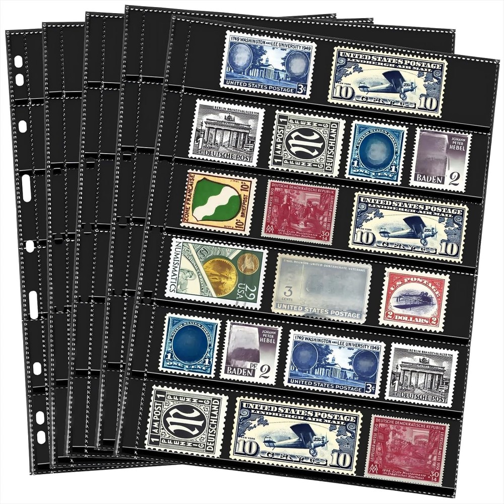 20 Sheets Stamp Pages Collector Stamp Collecting Album Binder Standard 9 Hole Bi