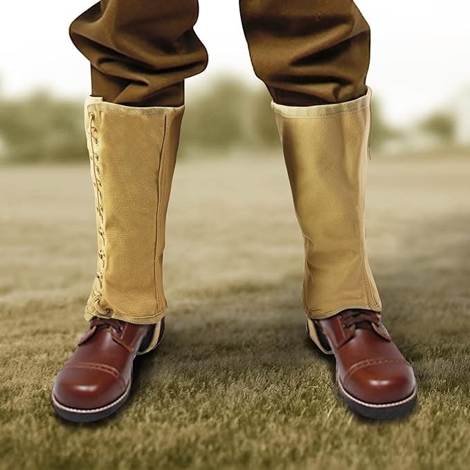 Canvas Leg Gaiters For Men WWII Reproduction M1936 Hiking Army Khaki Canvas, 3R