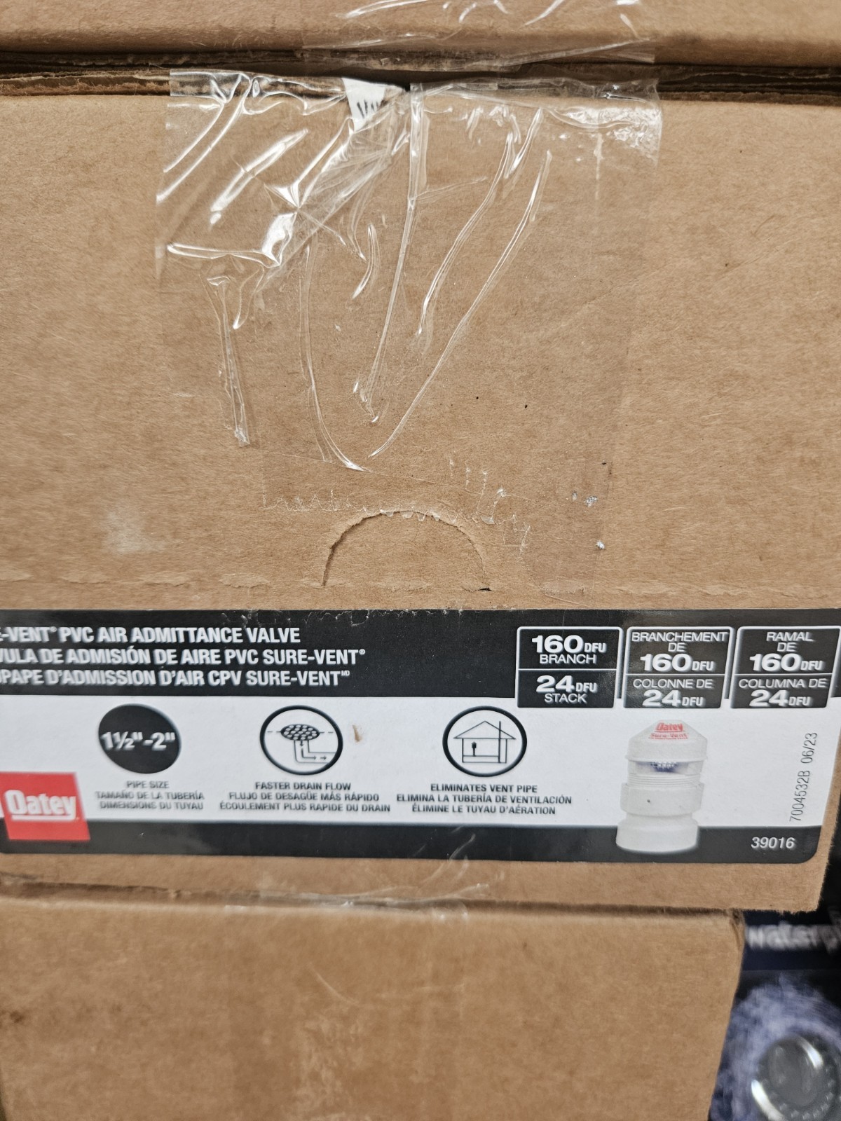 Sure-Vent 1-1/2 In. X 2 In. PVC Air Admittance Valve with 160 DFU Branch and 24