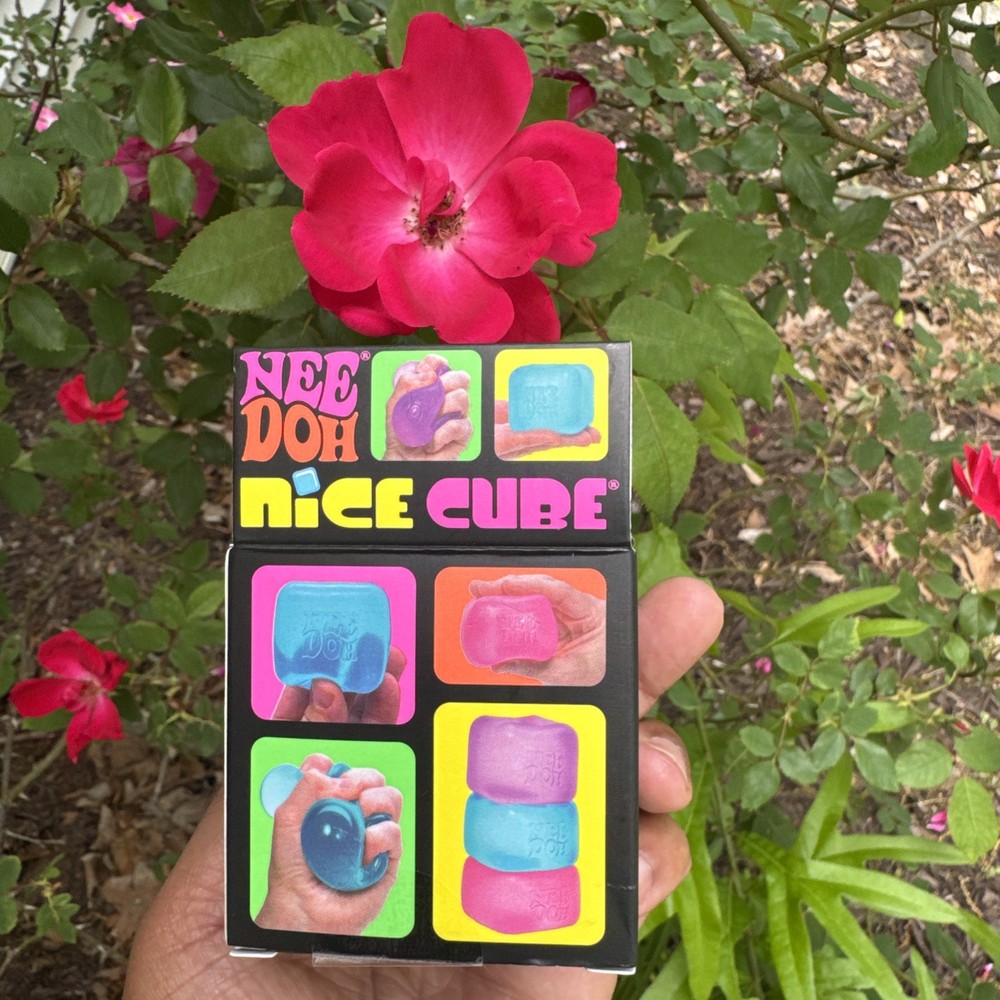 NEW Nee Doh Needoh Nice Cube Super Solid Squish Blue Toy