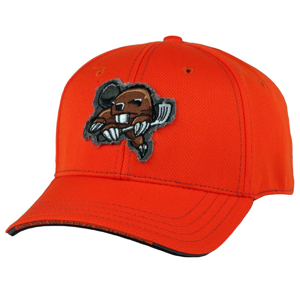 Beaver Golf Patch Performance Mesh Fitted Cap by Pukka - Orange - L/XL