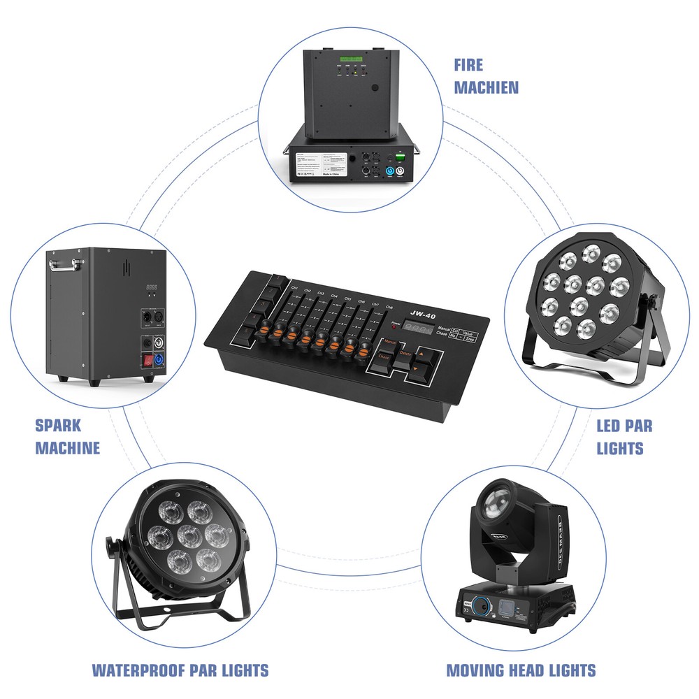 DMX512 Controller 40CH Control Console For Disco Stage Lighting Battery Powered