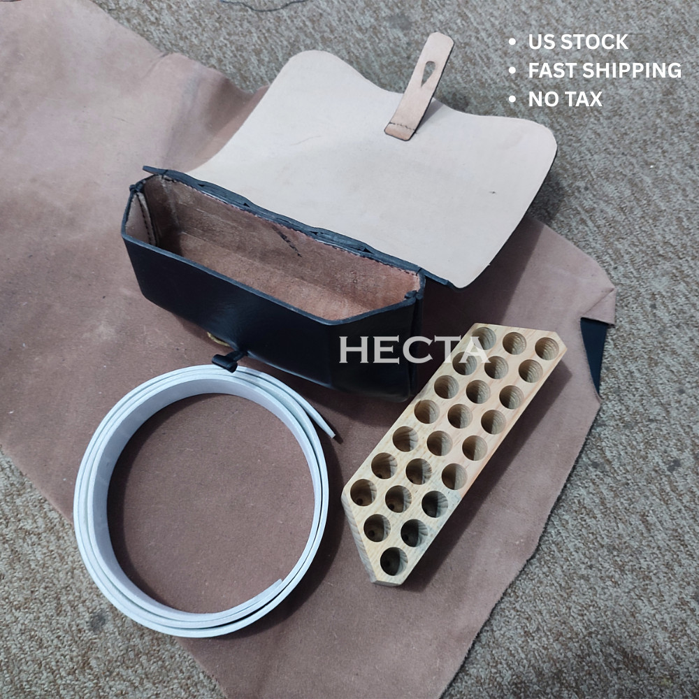 Revolutionary War Cartridge Box With White Belt Made with pure leather US stock