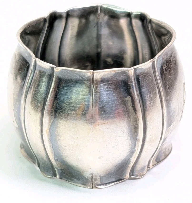 835 German Silver Napkin Ring Wilhelm Binder 36 Grams AU Monogram