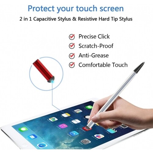 Capacitive and Resistive Red Stylus Pen Touch Compact Lightweight for Tablets