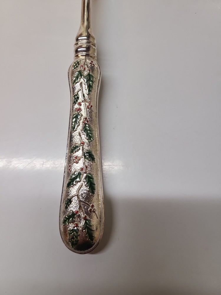 Vintage Godinger Christmas Silverplate & Rhinestone Serving Set