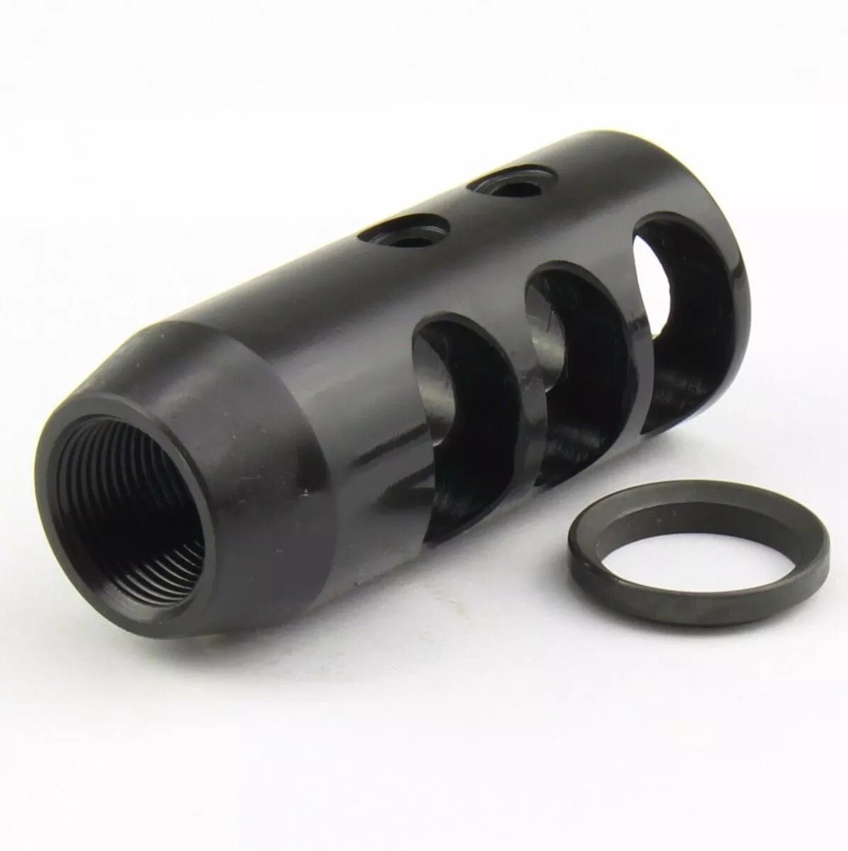 Steel 1/2x28 TPI Threaded Competition Muzzle Brake For .22LR .223 5.56 5.7x28