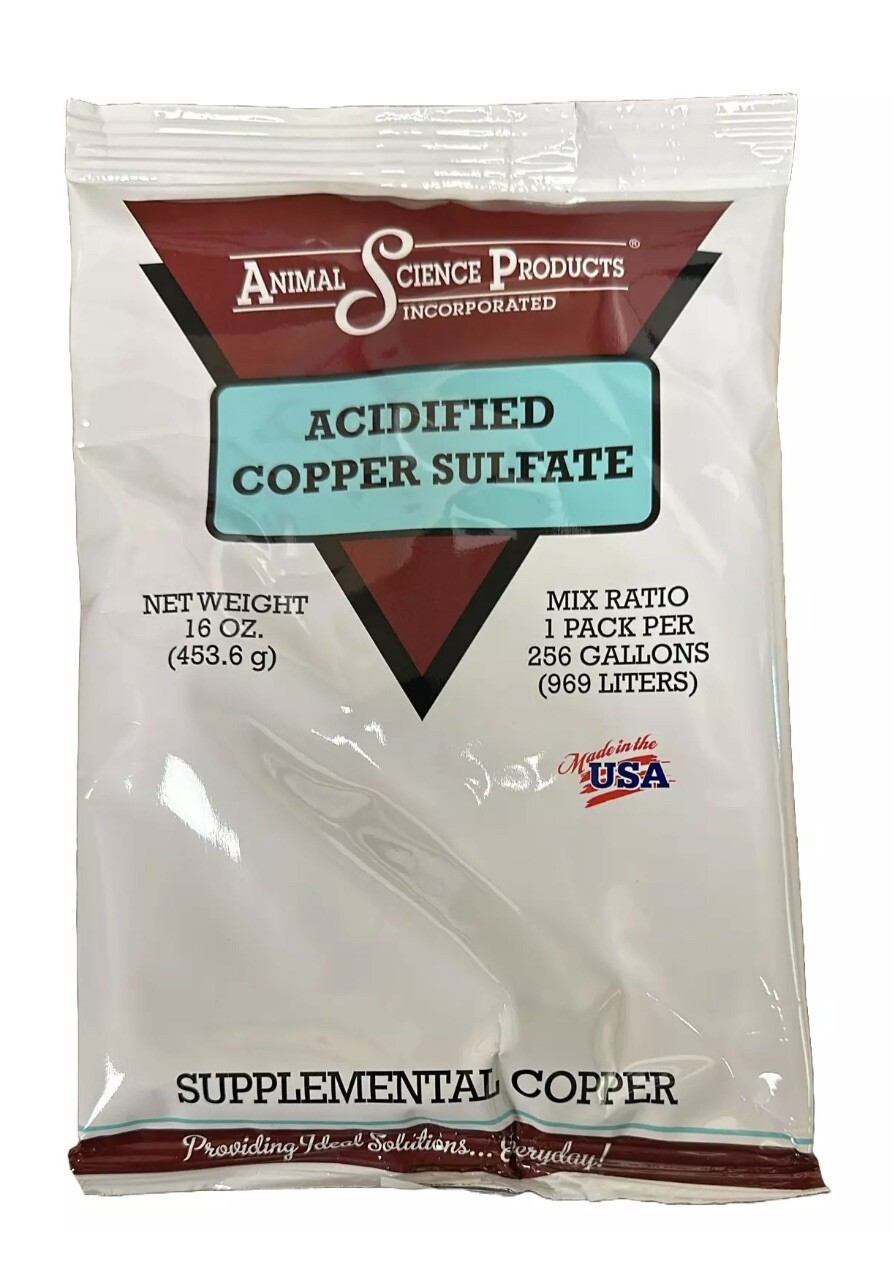 (1) Acidified Copper Sulfate for Sour Crop in Chickens Turkeys & Pigeons  (1 Lb)