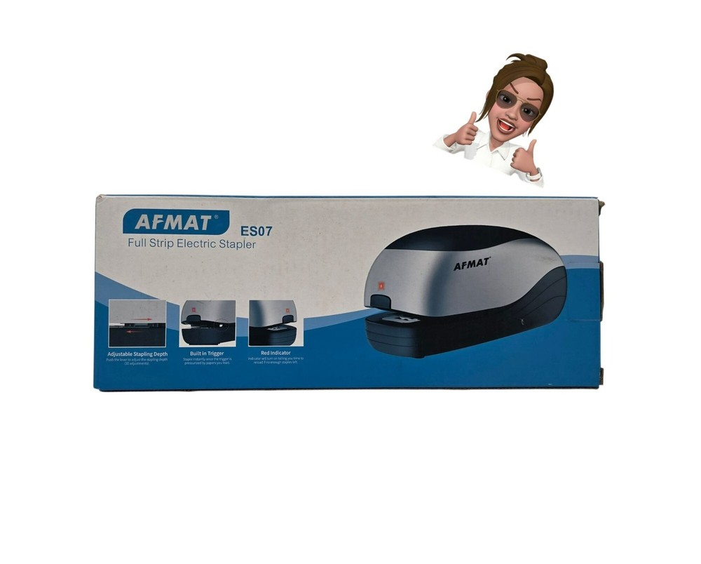 AFMAT ES07 Full Strip Electric Stapler with Adjustable Depth & No-Jam Technology