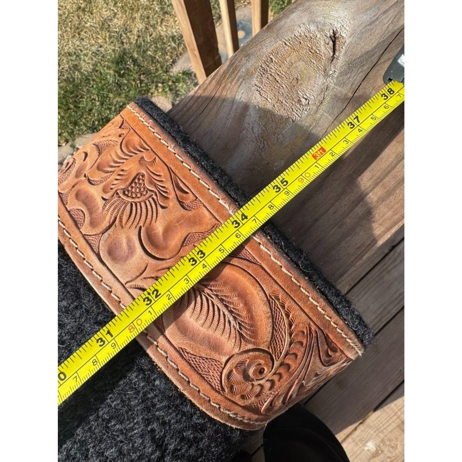 Western Black Leather Saddle Horse Blanket Horsehair tassel 34" x 34"