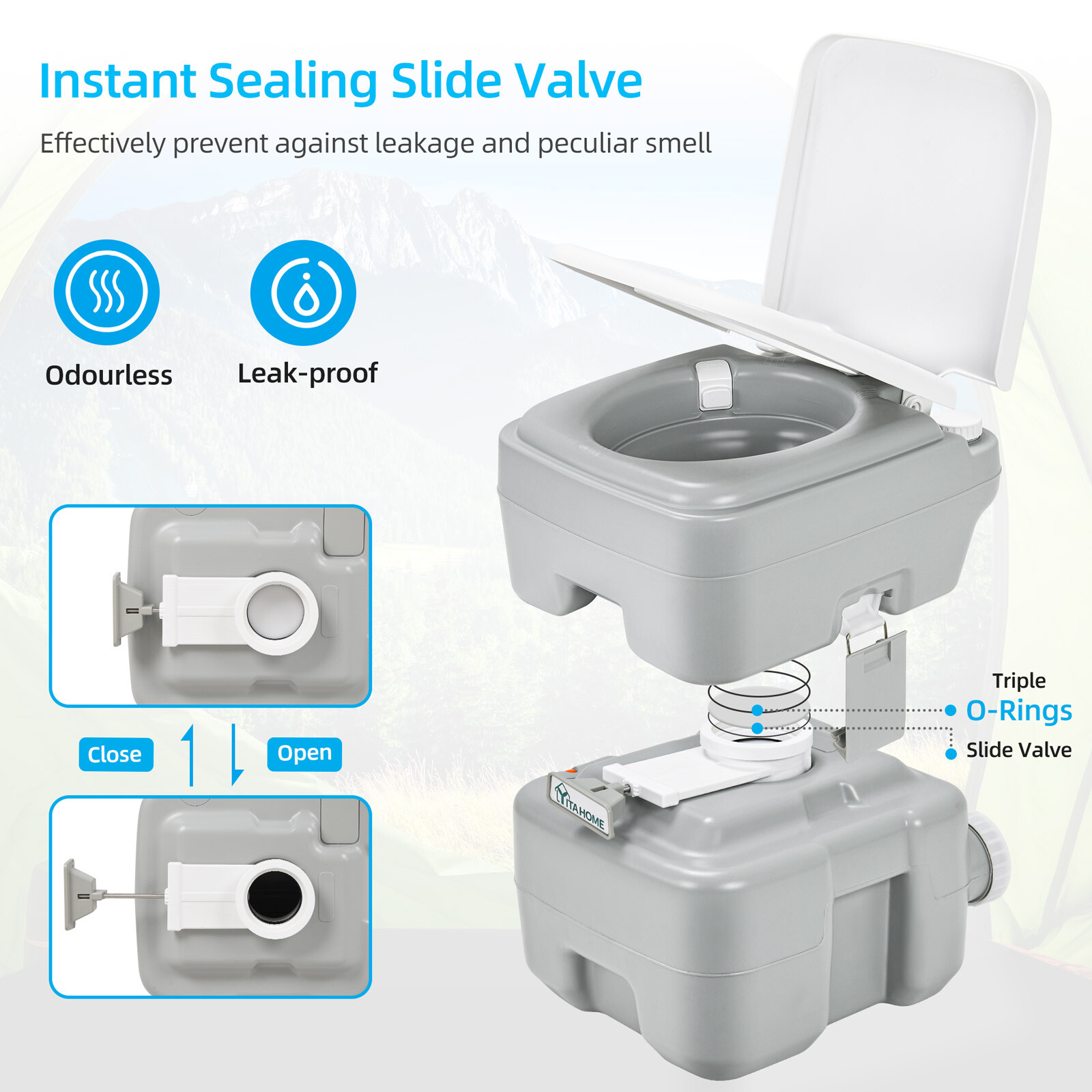 Portable Toilet 5.28 Gallon Porta Potty W/Level Indicator Hand Sprayer RV Travel