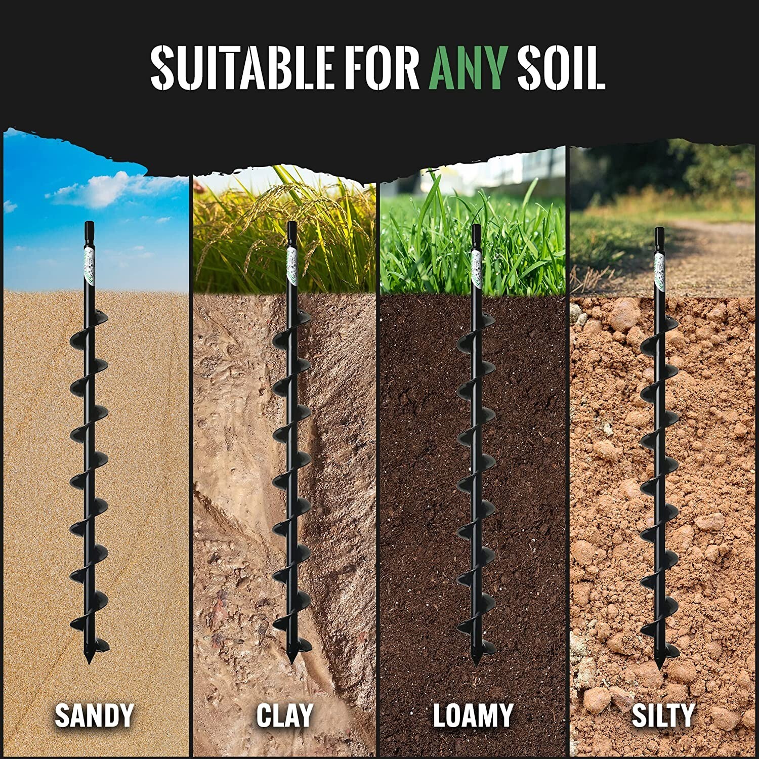 Power Planter Termite & Tree Auger 2"x24" With 1/2" Non-Slip Hex Drive