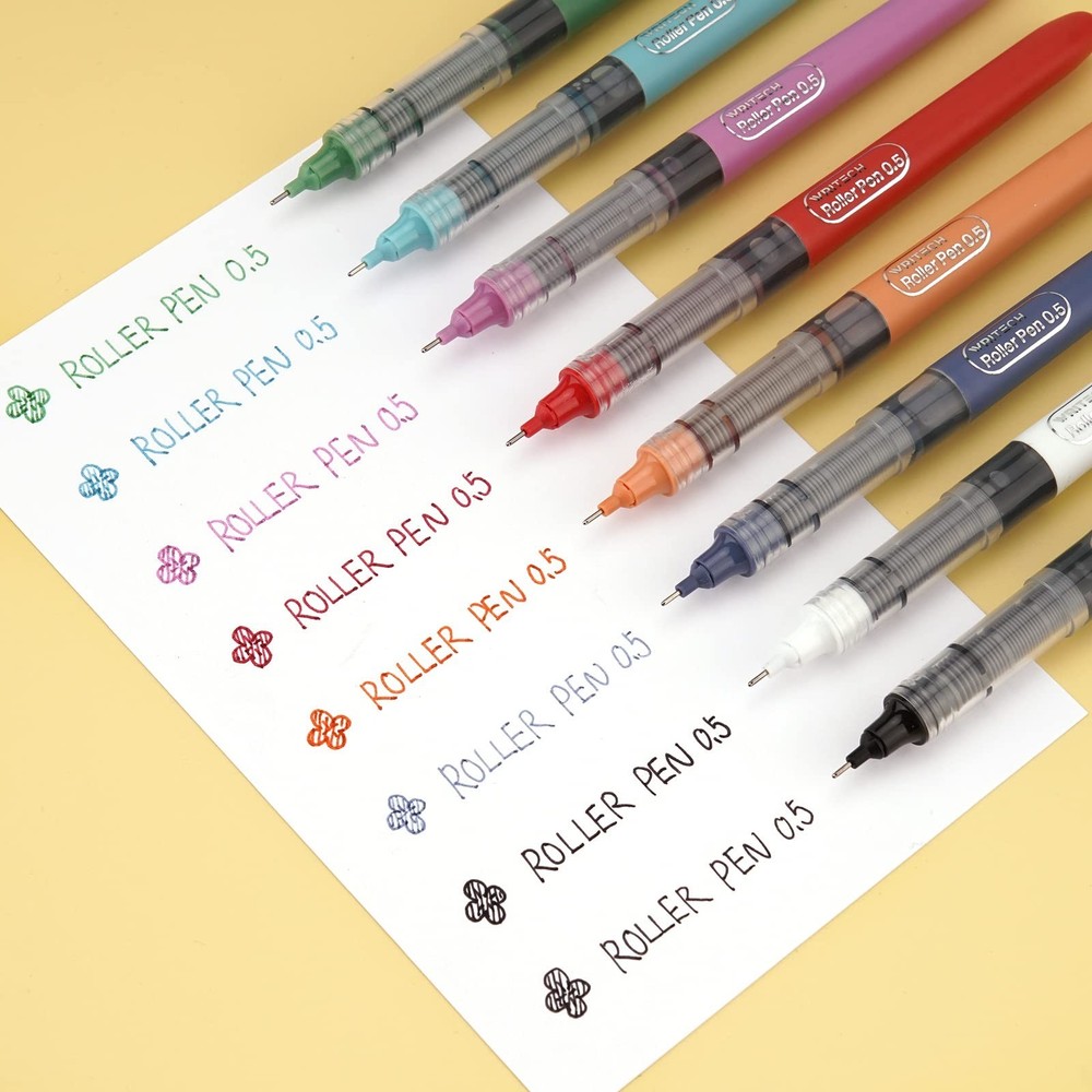 WRITECH Liquid Ink Rollerball, 0.5mm Extra Fine Point, Smooth Writing Quick D...