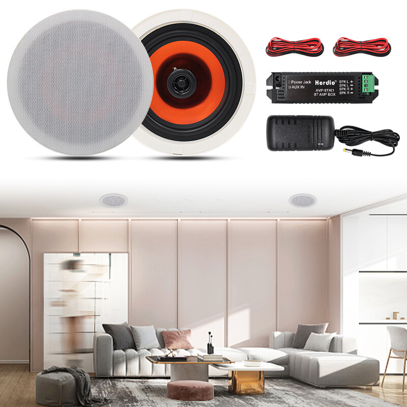 Herdio 4 Kitchen Speakers 6.5’’ Bluetooth Ceiling / Wall Speaker Kit Flush Mount