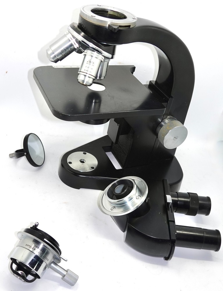 Vintage ERNST LEITZ WETZLAR Binocular Microscope W/ 4 Objectives