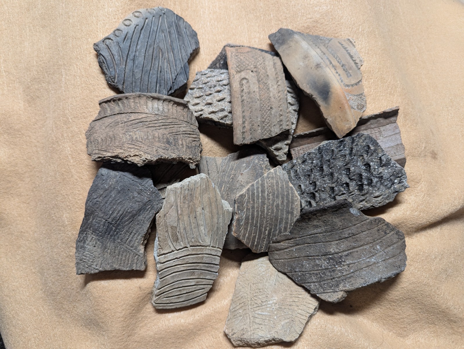 One Authentic Ancient Native American Pottery Piece. Mississippian or Caddo.