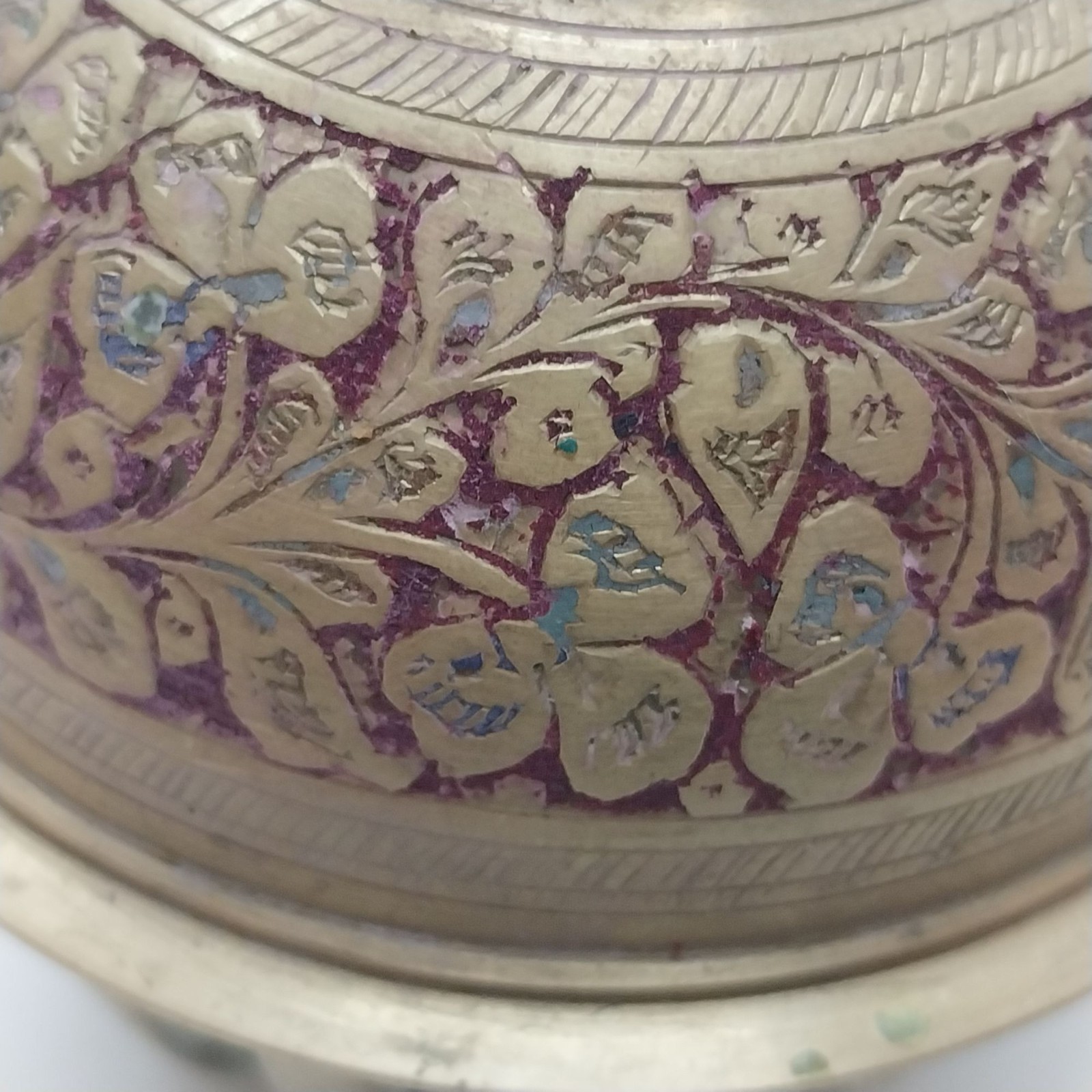 Vintage Brass Etched Elephant Claw Bell with Clapper Indian