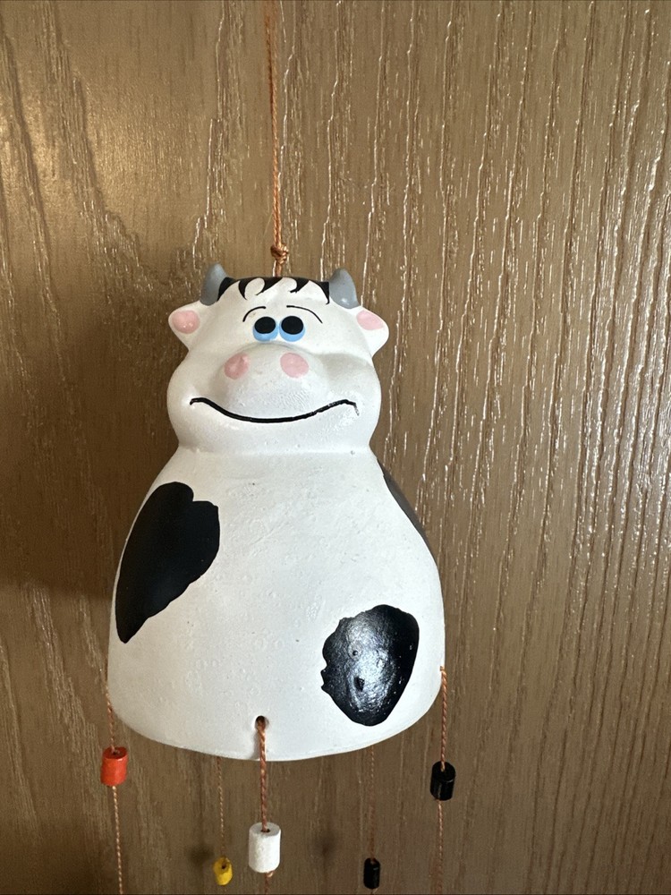 Ceramic Barnyard Wind Chime Happy Silly Cow's,