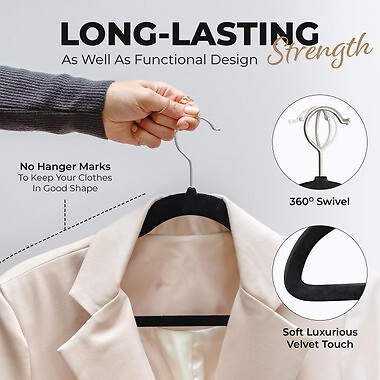 Velvet Clothing Hangers, 200 Pack, Black\Gray\Ivory, Non-Slip