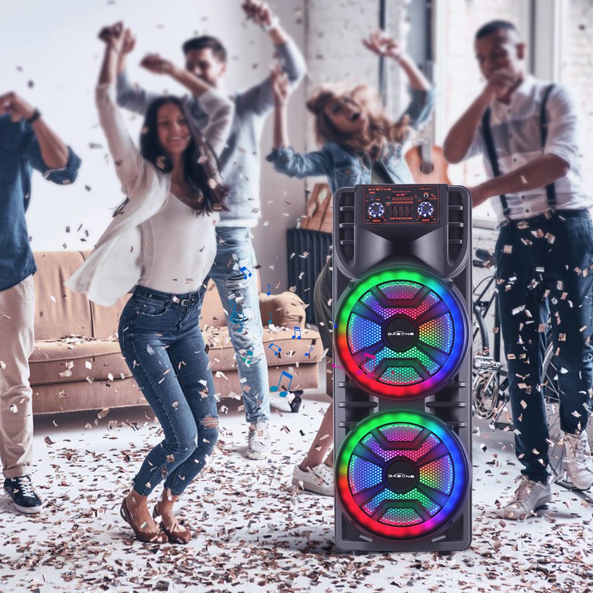 12'' Dual Portable Bluetooth Speaker Subwoofer FM Heavy Bass Sound Karaoke W/Mic