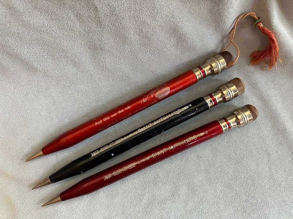 Three Vintage Large Mechanical Pencils
